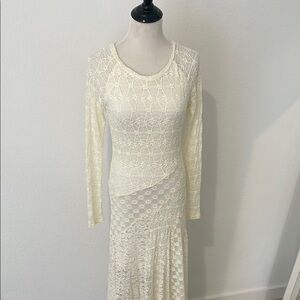 NWOT Promesa Cream Long Sleeve Lace Maxi Dress